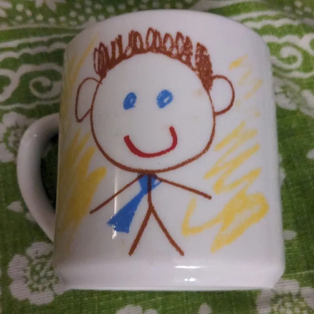 Vintage I‎ love daddy crayon drawing coffee mug